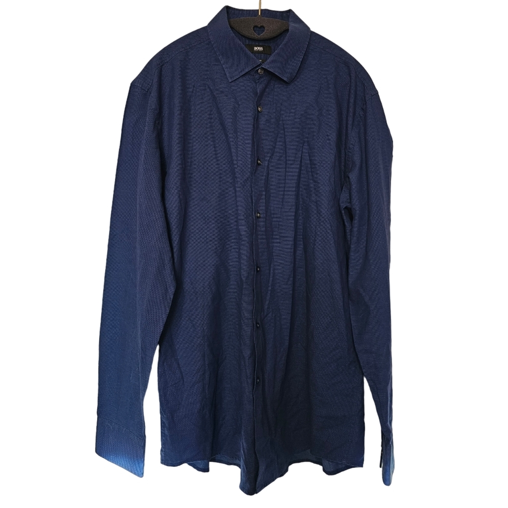 Men's Hugo Boss Navy Blue Slim Fit Button Down Dress Shirt